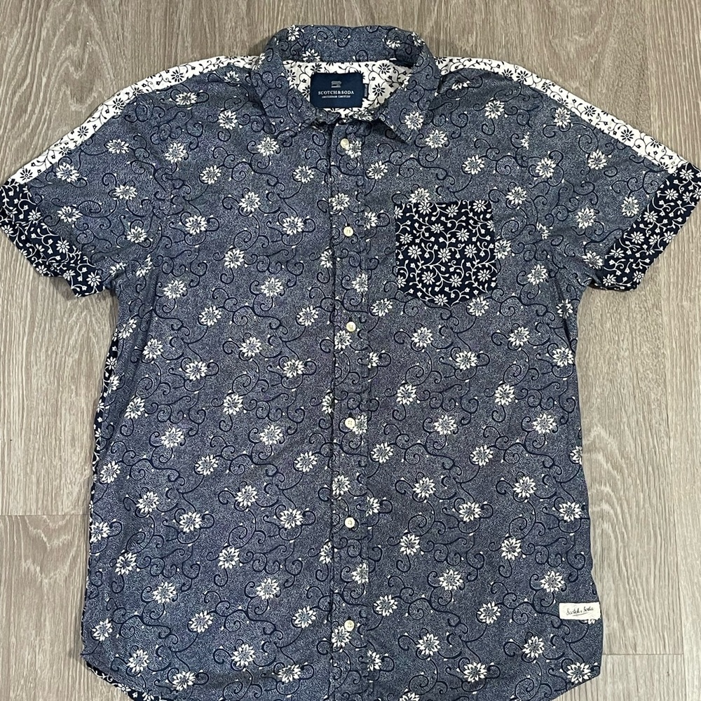 Scotch & Soda Casual Short Sleeve Button Down Summer Shirt Beach Sz. M